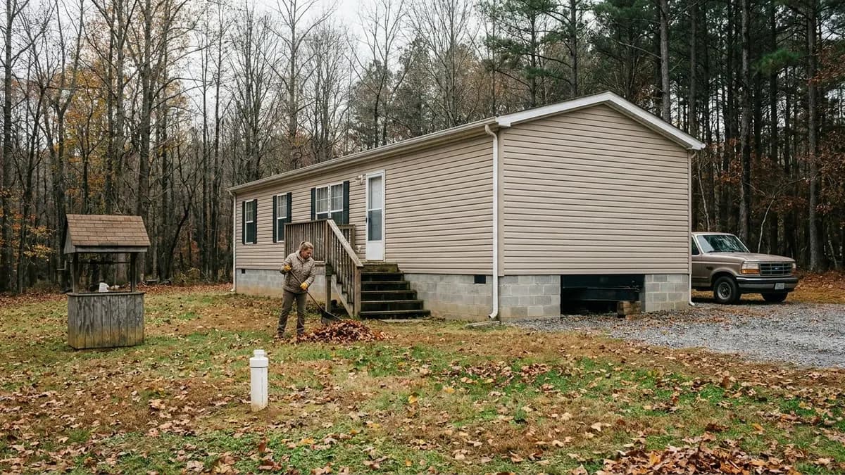 Manufactured home on a cleared rural lot in Appomattox County, Virginia, the kind of property owners ask to sell fast
