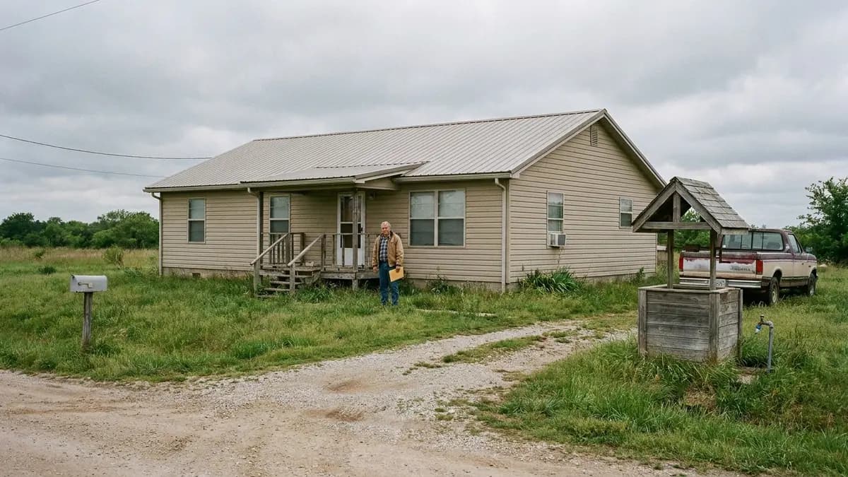 Small rural home with a private well house in the side yard and a gravel drive, for owners who want to sell a house fast in Craig County, Oklahoma