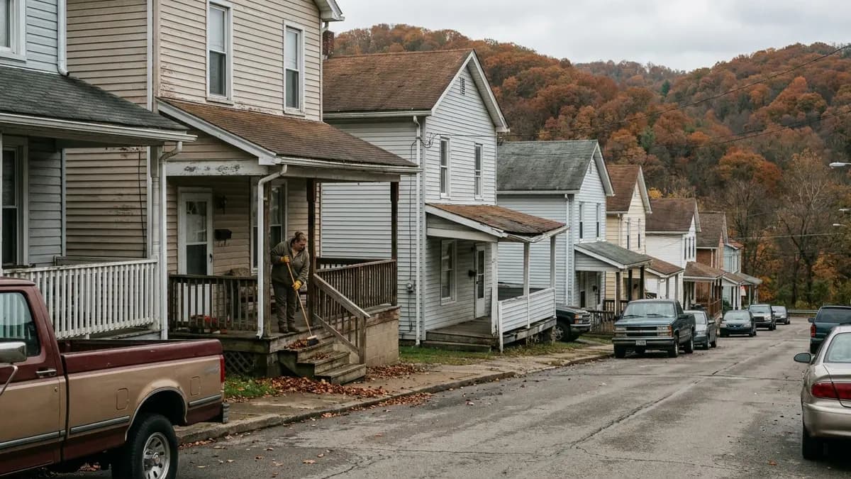 We buy houses in Clearfield County, PA: older frame houses on a hilly street in a former coal town in Clearfield County, Pennsylvania, where a local cash buyer buys houses in any condition