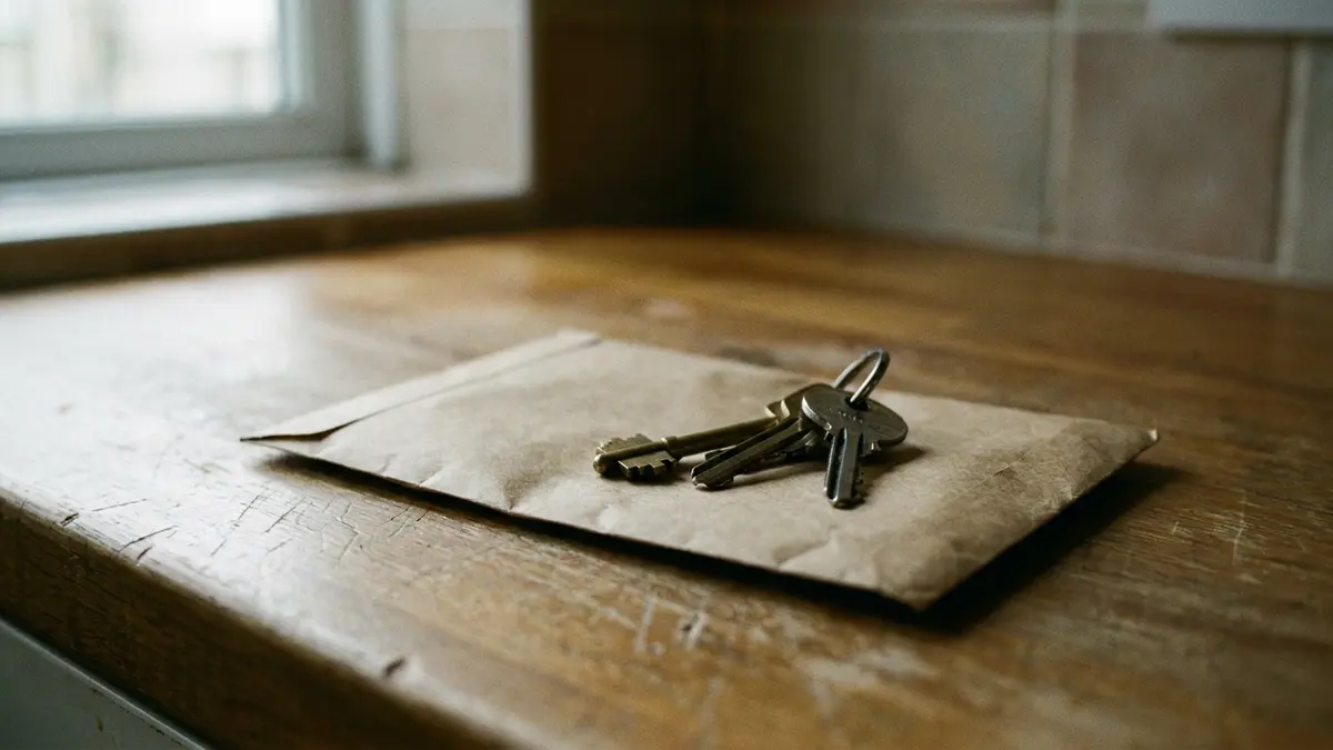 how fast can you sell a house for cash: a set of house keys resting on a plain envelope on a bare counter