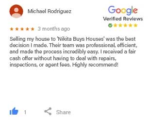 I was skeptical at first, but 'Nikita Buys Houses' exceeded all my expectations. From the initial consultation to closing day, they were professional and courteous every step of the way. Selling my house without the hassle of repairs or agent fees was a game-changer. I highly recommend their services to anyone looking to sell their house quickly