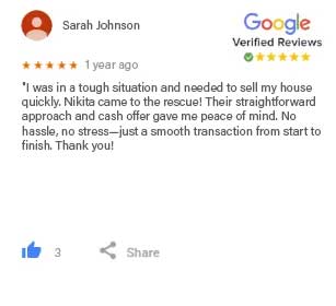 I had been trying to sell my house for months with no luck. Then I found 'Nikita Buys Houses' and everything changed. Their team was responsive, honest, and delivered on their promise of a fast sale. Selling my house has never been easier. I couldn't be happier with the outcome