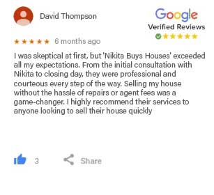 Selling my house to 'Nikita Buys Houses' was the best decision I made. Their team was professional, efficient, and made the process incredibly easy. I received a fair cash offer without having to deal with repairs, inspections, or agent fees. Highly recommend!